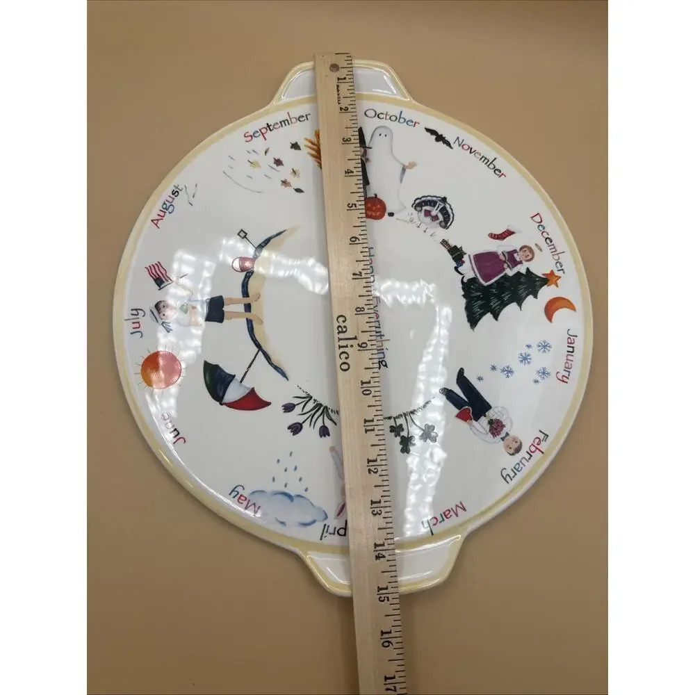 Nantucket Home Happy Everything Monthly Celebration Handled Cake Plate/Platter.